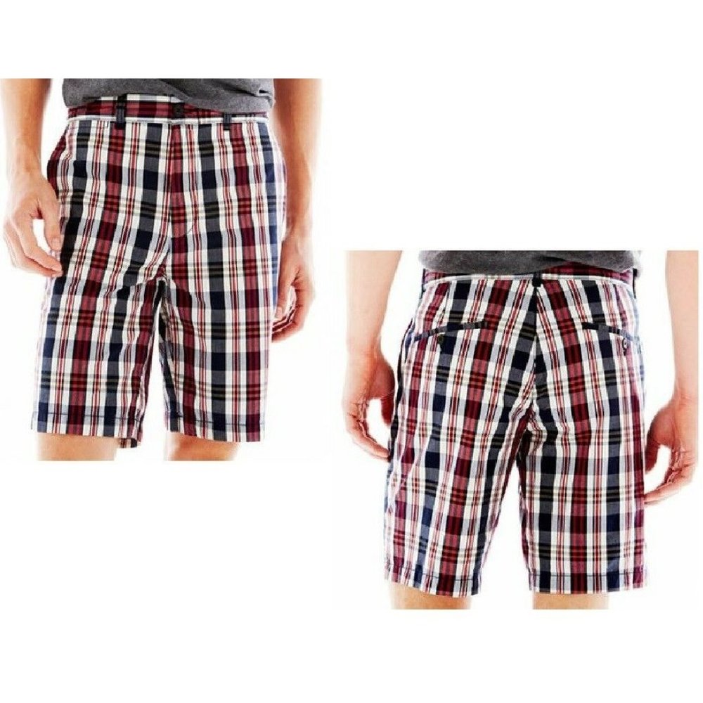 Men's Shorts jcp Plaid Flat Front size 38  NEW